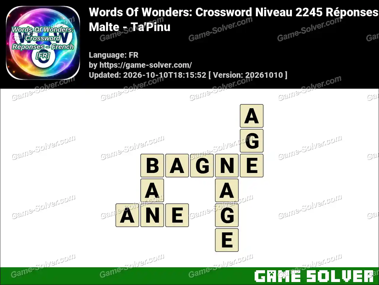 Words Of Wonders: Crossword Niveau 2245 Réponses – Malte – Ta’Pinu